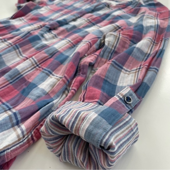 Anthropologie Holding Horses Pink Blue Plaid HalfPenny Tunic Popover Top Size 4 - Picture 6 of 9